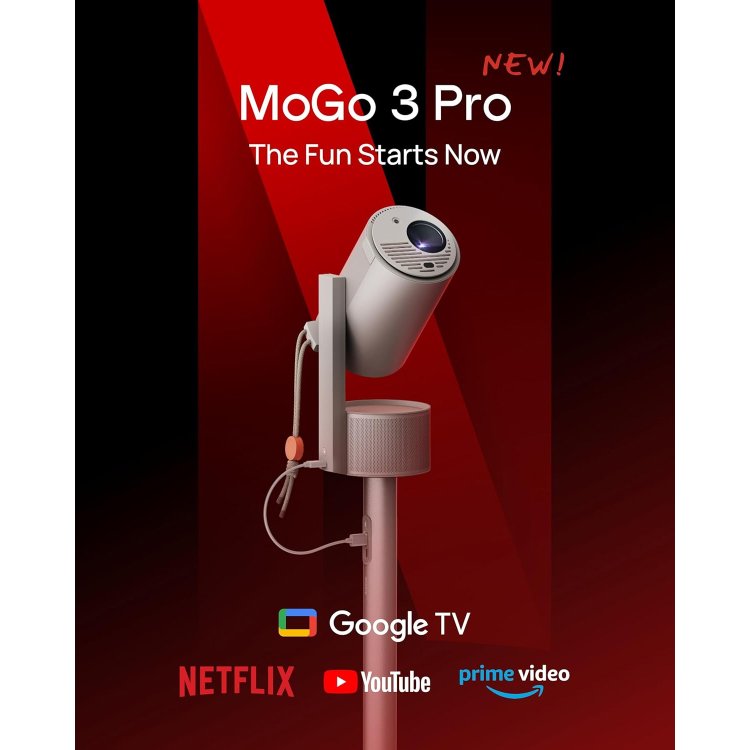 XGIMI MoGo 3 Pro PowerBase Stand Bundle Feature Netflix and Google TV