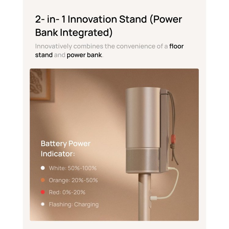 XGIMI MoGo 3 Pro PowerBase Stand Bundle Feature 2-in-1 Stand and Battery
