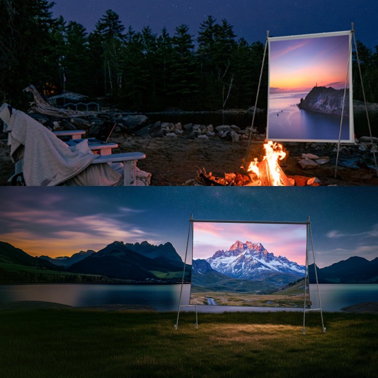XGIMI Portable Projector Screen at Camping site