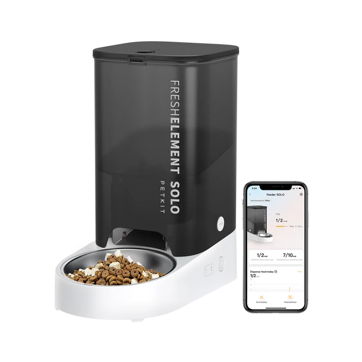 PETKIT Fresh Element Solo 3L Smart Automatic Pet Feeder, App Control, Timed Feeding Schedules & Portion Control, Fresh-Lock, for Cats & Small Dogs (Grey)
