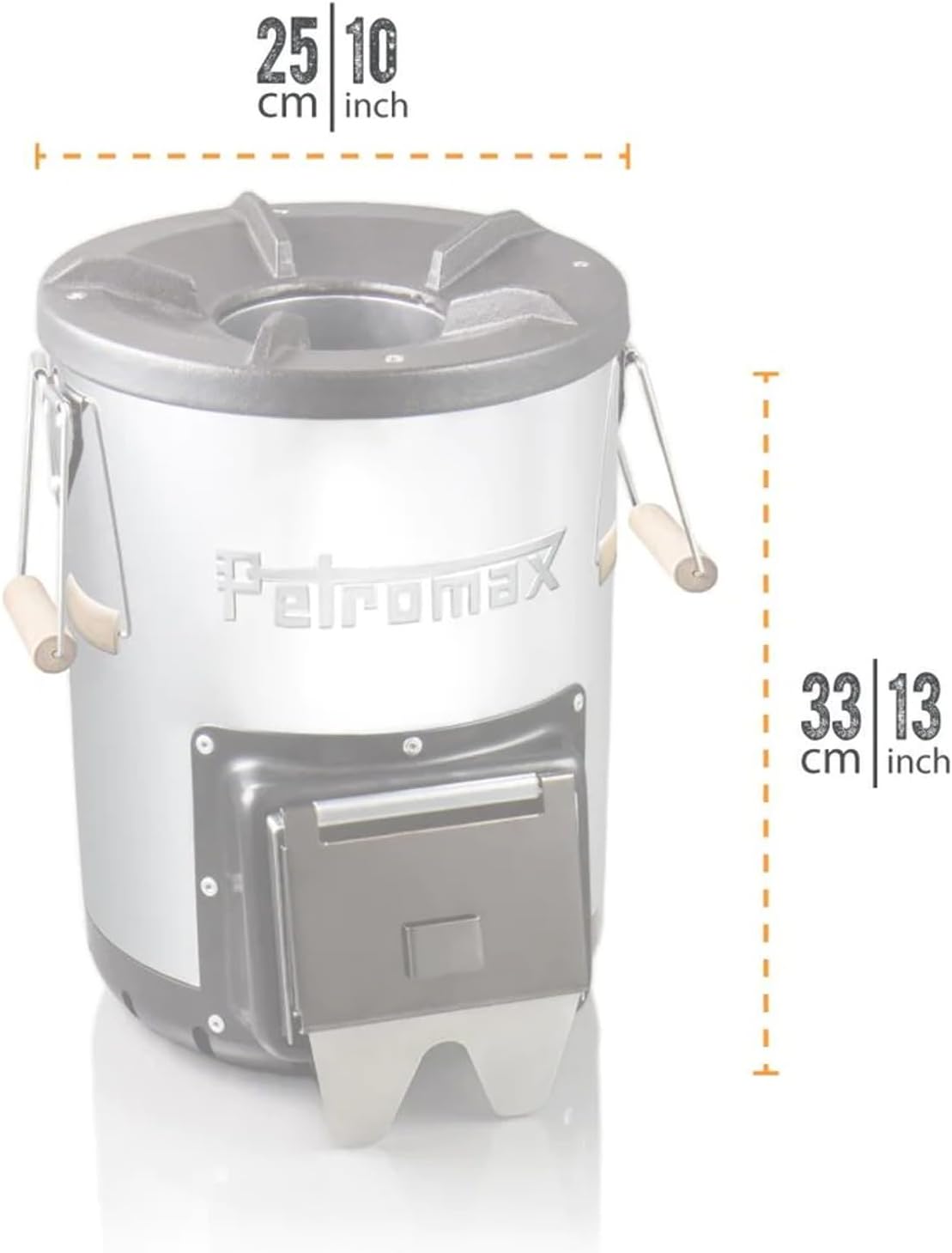 Petromax Rocket Stove rf33 Compact Outdoor Stove with Cast Iron Cooking Surface