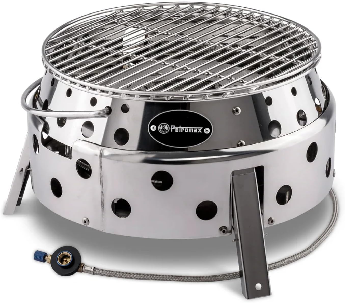 Petromax Atago Gas Barbecue - Mobile Stainless Steel Table Grill for Camping and Balcony
