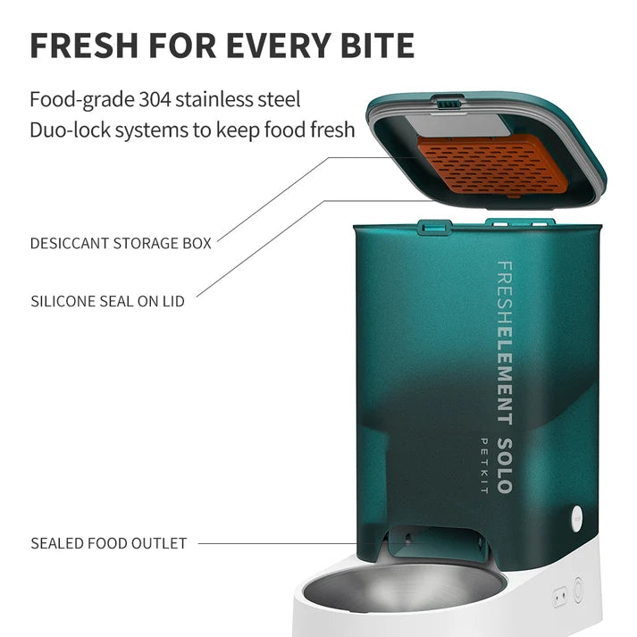 PETKIT Fresh Element Solo 3L Smart Automatic Pet Feeder, App Control, Timed Feeding Schedules & Portion Control, Fresh-Lock, for Cats & Small Dogs (Grey)