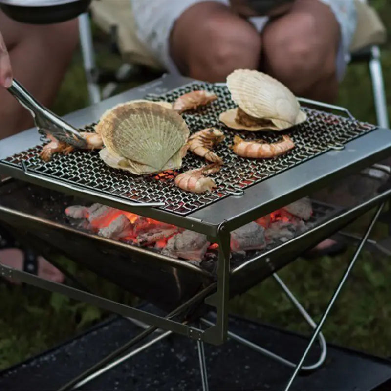 Barbecue pour cheminée Snow Peak - Accessoires pour grillades au feu de bois - Acier chromé - Taille L