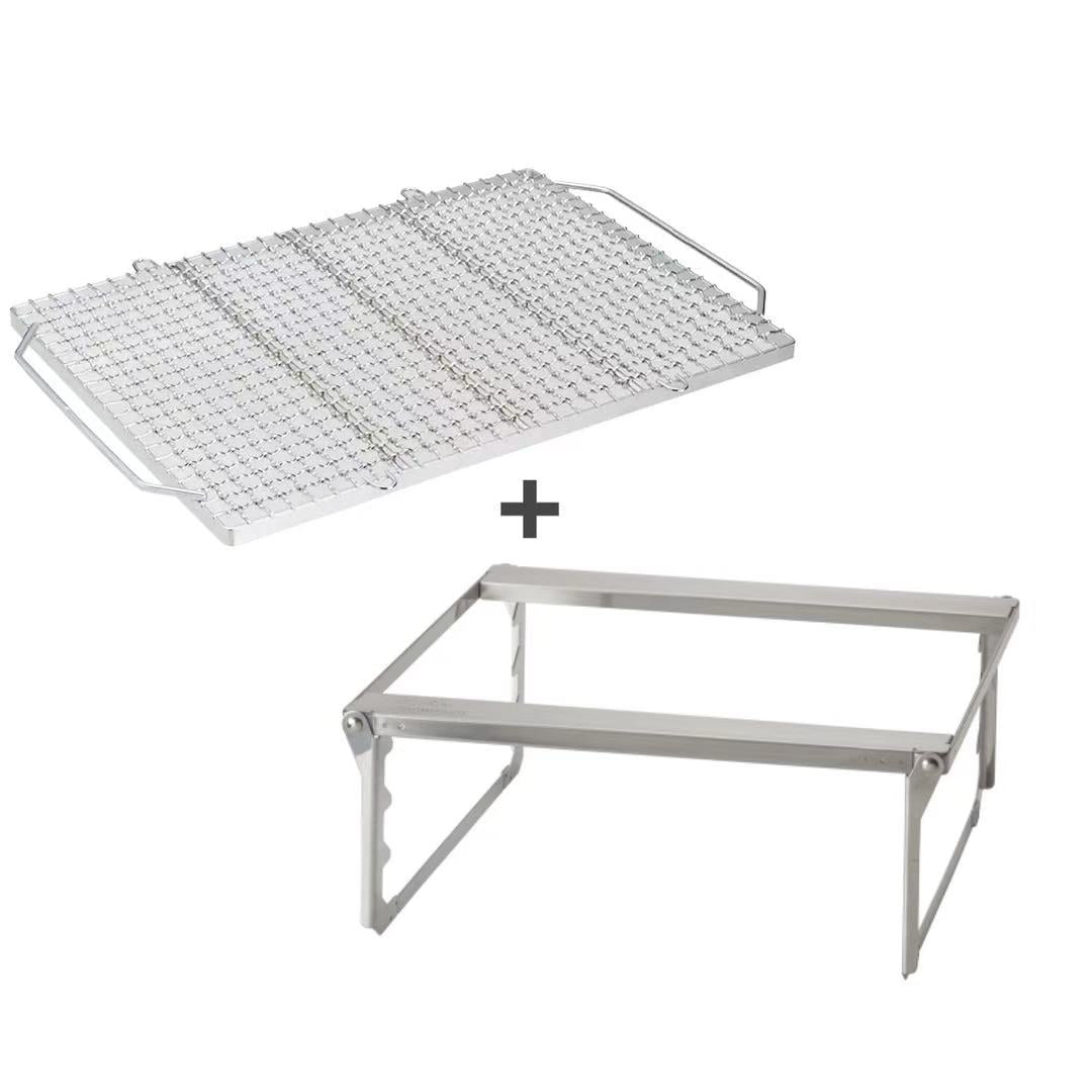 Barbecue pour cheminée Snow Peak - Accessoires pour grillades au feu de bois - Acier chromé - Taille L