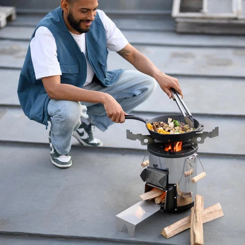 Petromax Rocket Stove rf33 Compact Outdoor Stove with Cast Iron Cooking Surface