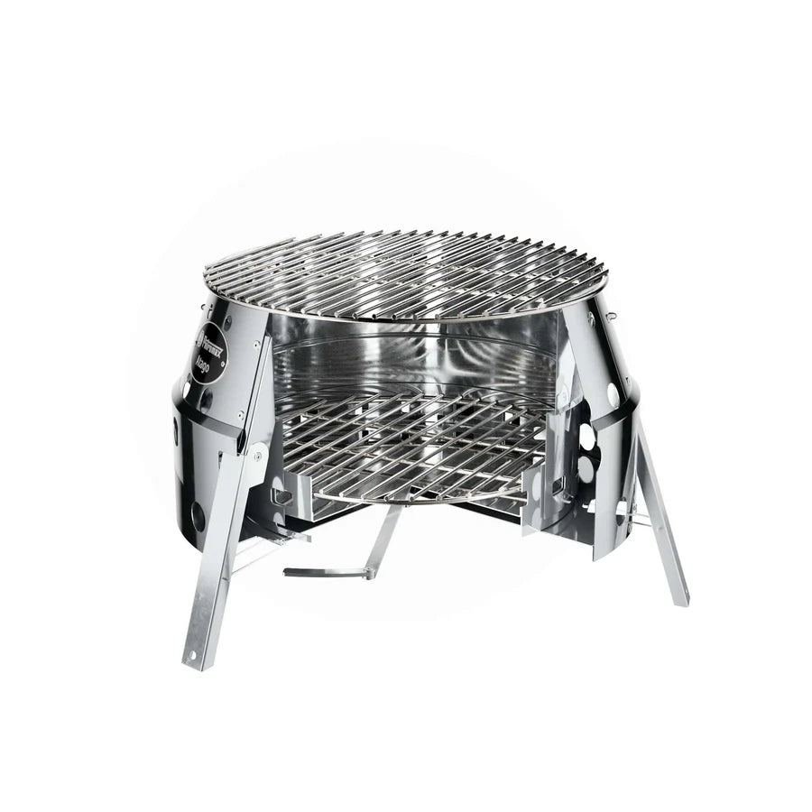 Petromax Atago Gas Barbecue - Mobile Stainless Steel Table Grill for Camping and Balcony