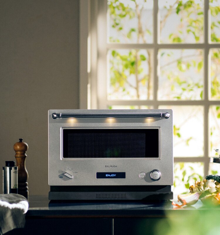 BALMUDA K04AWH The Range Flat Microwave and Oven(White/Grey)