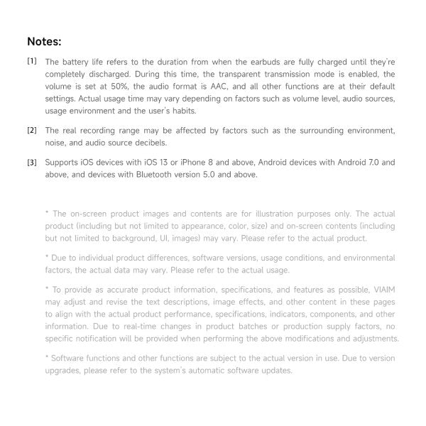 VIAIM Nano+ features notes