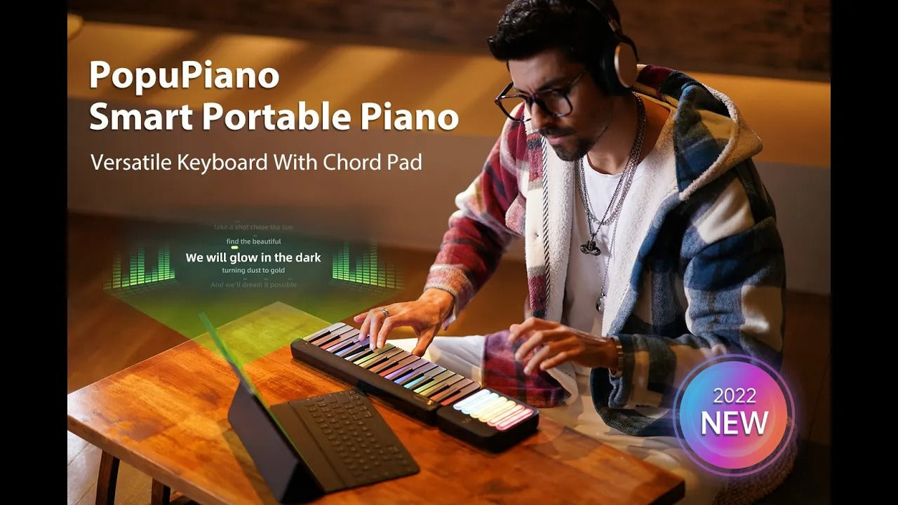 Piano portable intelligent PopuPiano (blanc/noir)