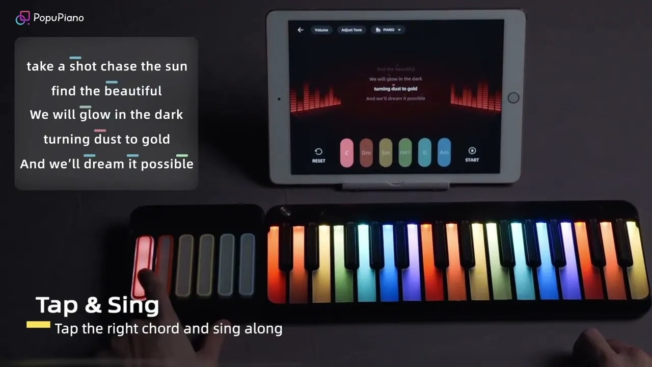 Piano portable intelligent PopuPiano (blanc/noir)