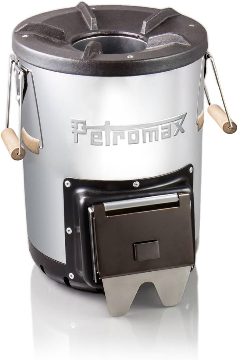 Petromax Rocket Stove rf33 Compact Outdoor Stove with Cast Iron Cooking Surface