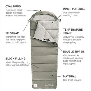 Naurehike Washable Cotton Sleeping Bag with Hood M400 (Green)
