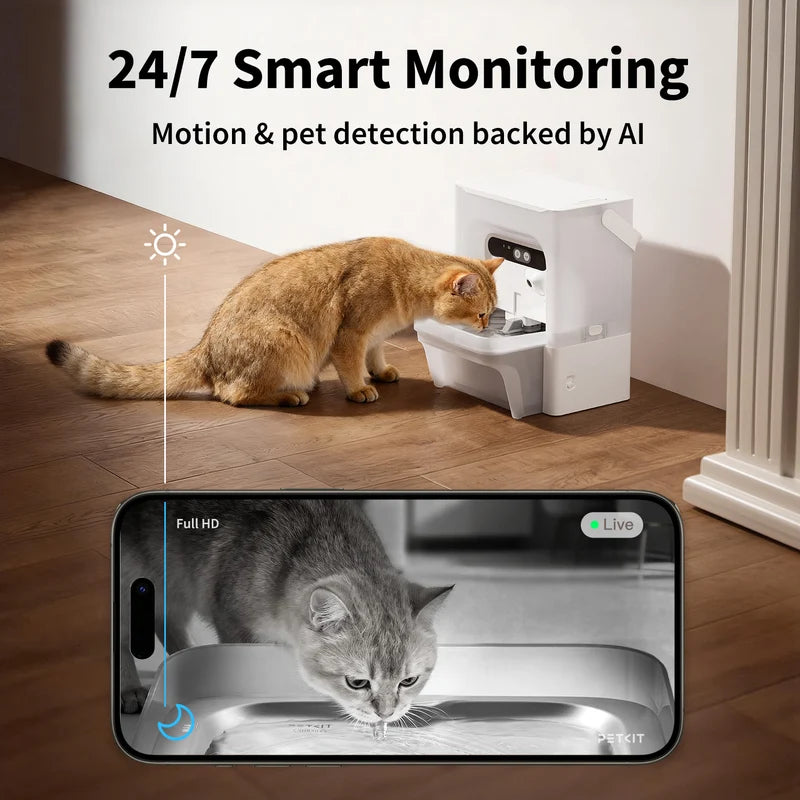 PETKIT Eversweet Ultra 5L Filterless Smart Pet Water Fountain with AI Camera, Cats & Small Dogs, Multi-Pet Hydration Tracking, Auto Refill & App Control (White)