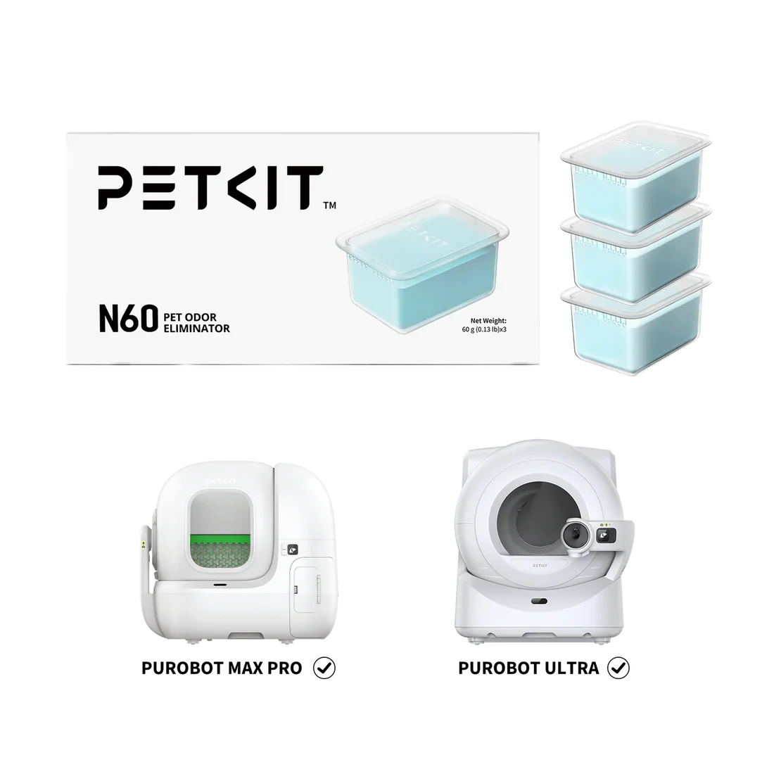 PETKIT Pet Odor Eliminator N60-For Purobot Ultra/Purobot Max Pro (Pack of 3)
