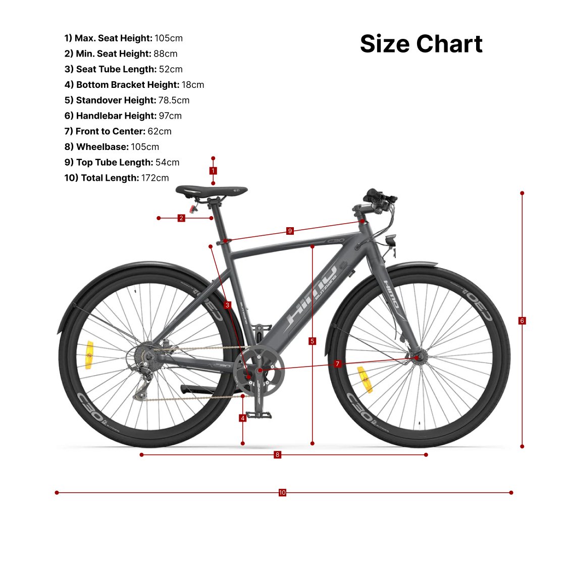 HIMO C30R Commuting Road E-Bike Size and Fit