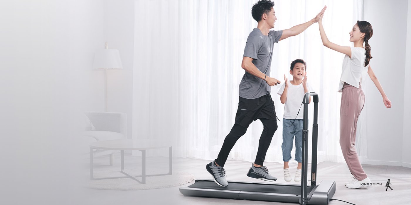 King Smith Fitness Brand Banner with a family using R1 Pro at home