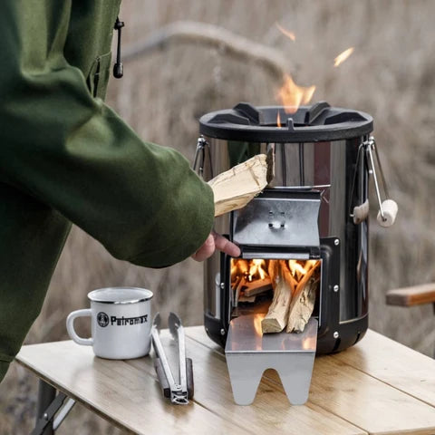 Petromax Rocket Stove rf33 Compact Outdoor Stove with Cast Iron Cooking Surface