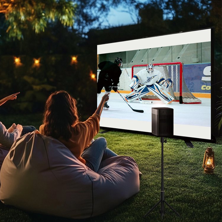 the MUBU Alpha Pull Up Portable Projector Screen Lifestyle: Outdoor Sports