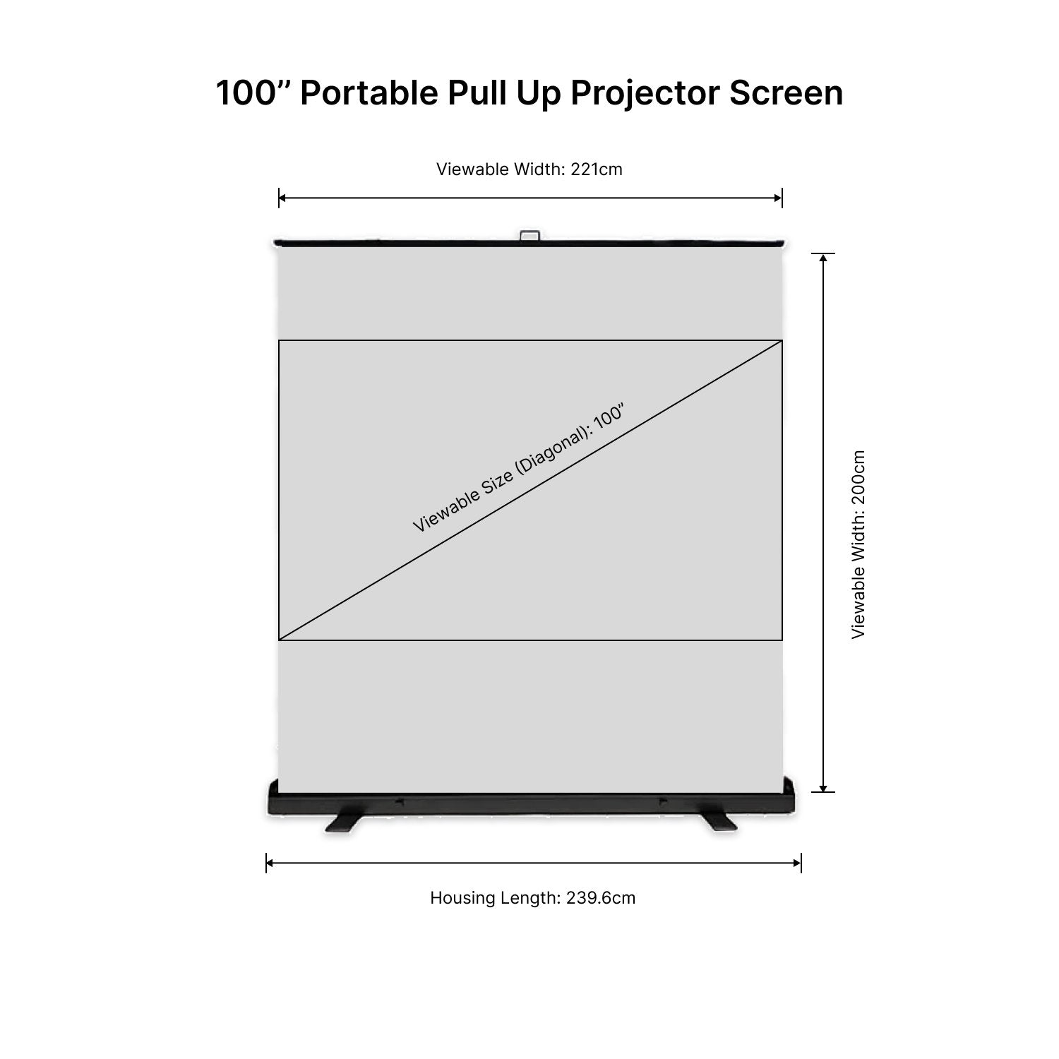 the MUBU Alpha Portable pull-up projector screen 100 inch size