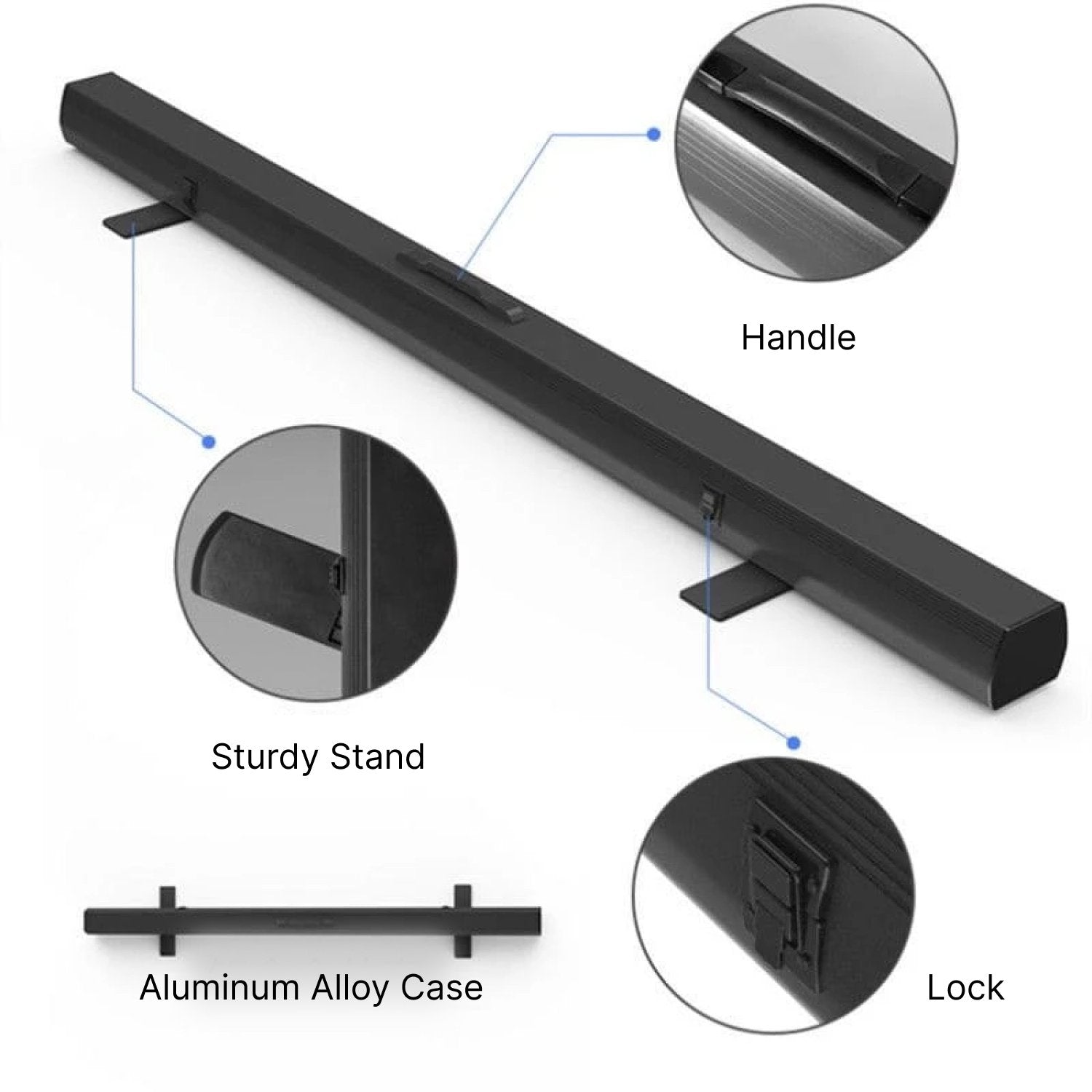 the MUBU Portable Pul Up Projector Screen Closeup Details