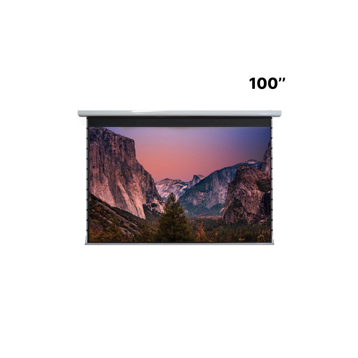 the MUBU Aurora 100 Inch Tab-Tensioned Electric Pull Down Projector Screen