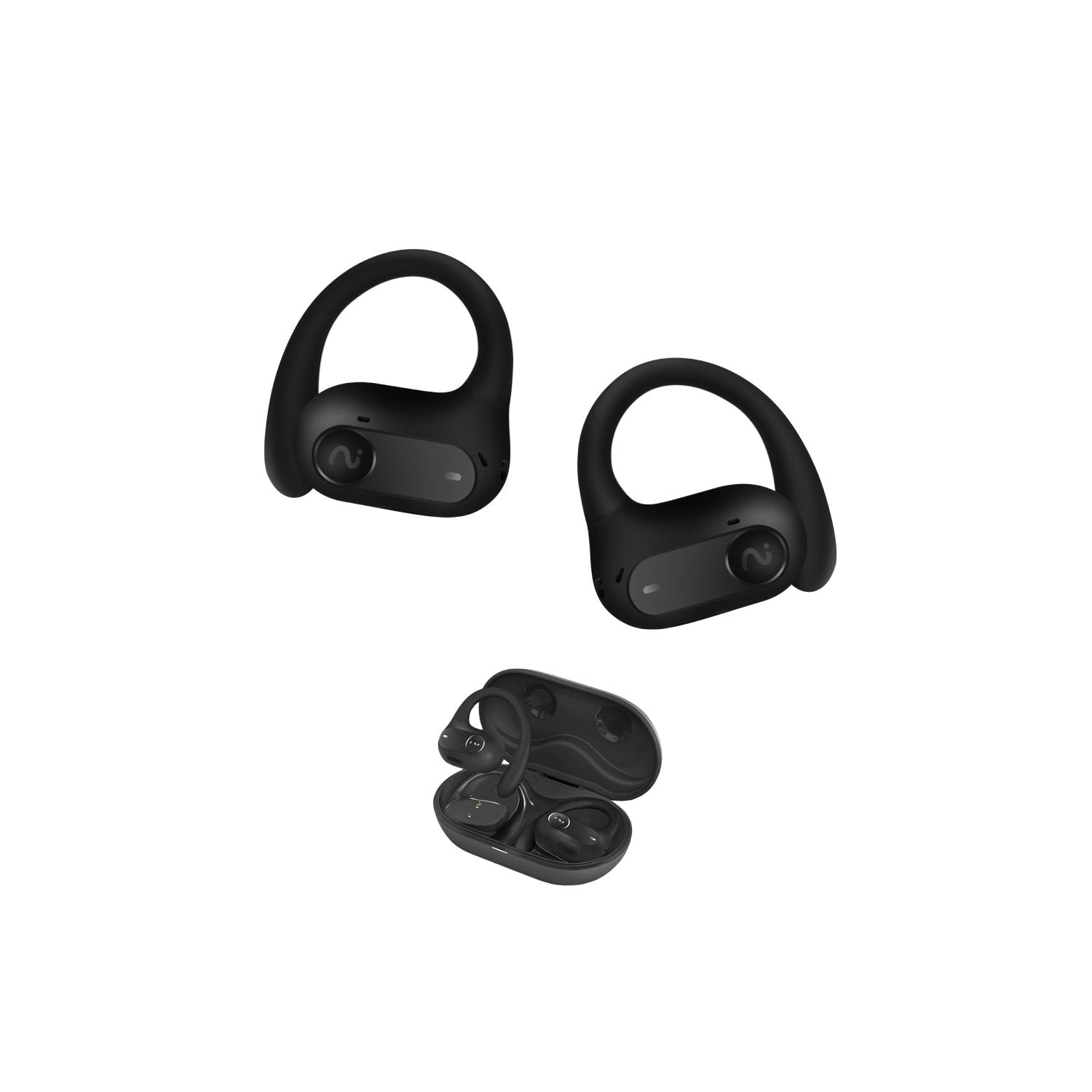 VIAIM Air Sports AI Wireless Earbuds in Black Front View