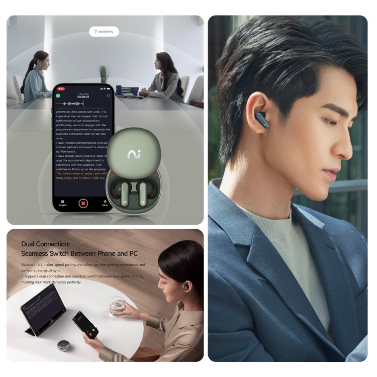 VIAIM Nano+ AI Earbuds Features: Dual Connection and Real-Time Recording for Meetings and Interviews