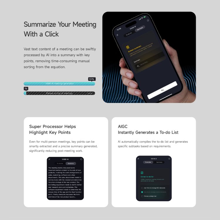 VIAIM Nano+ AI Earbuds Features: Summarize Your Meeting with a Click