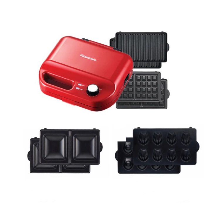 Vitantonio Waffle & Hot Sandwich Bakers and Square, Donut Plate Bundle