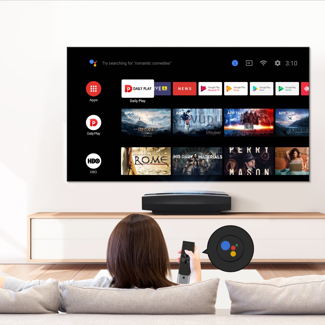 XGIMI AURA 4K Ultra Short Throw Laser Projector Specs: Enjoy simple access to 5000+ apps like Disney+, HBO Max, and YouTube through the easy-to-use Android TV™ OS.