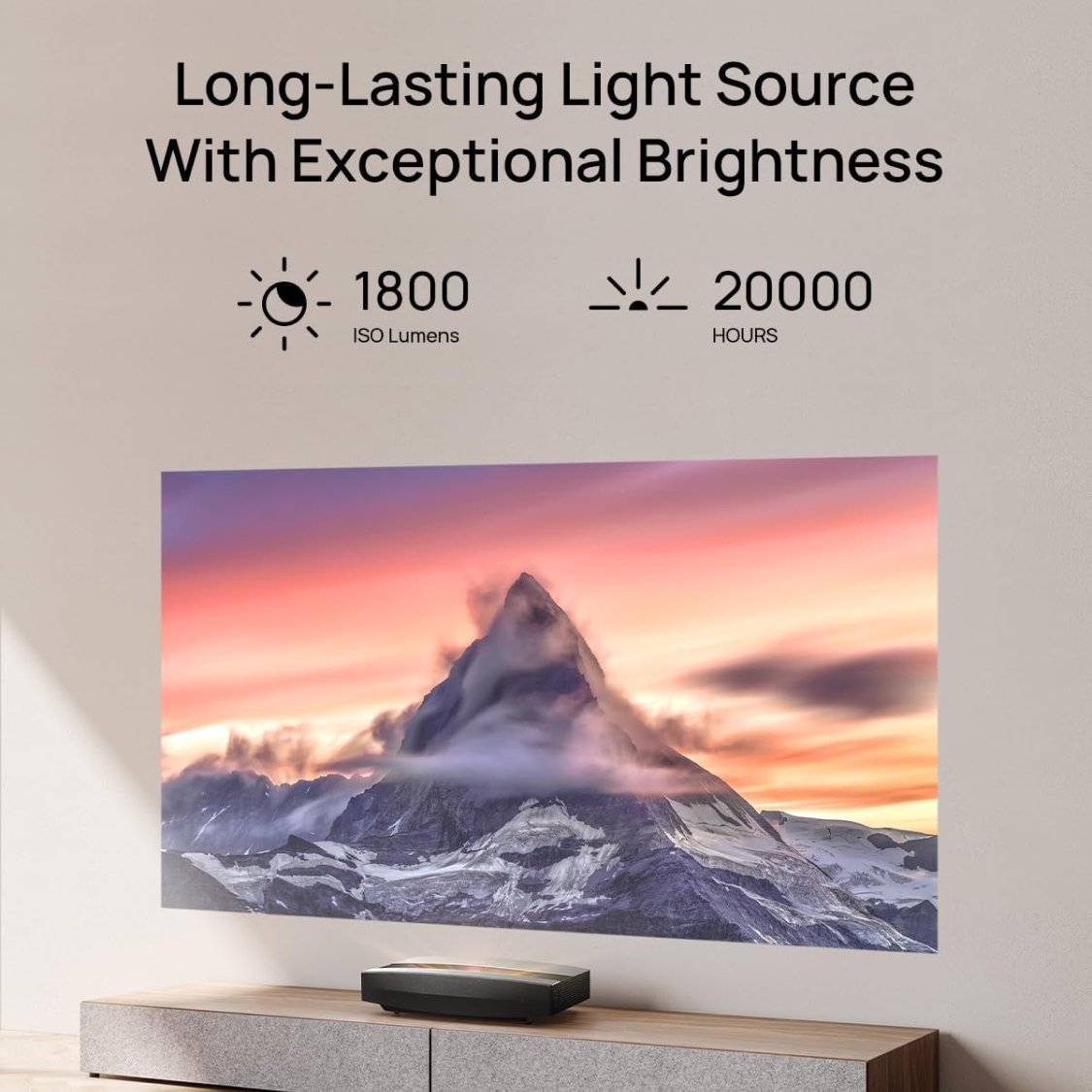 XGIMI Aura 4K Short Throw Laser Projector: 1800 ISO Lumens, with exceptional brightness.