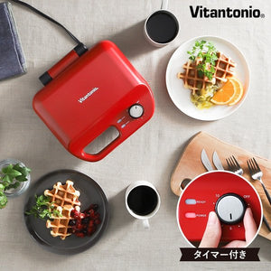 Vitantonio Waffle & Hot Sandwich Bakers With 2 Baking Pans VWH-50(Red/White)