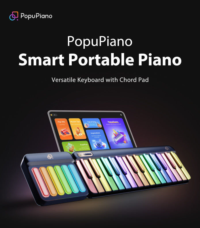 PopuPiano Smart Portable Piano（White/Black）